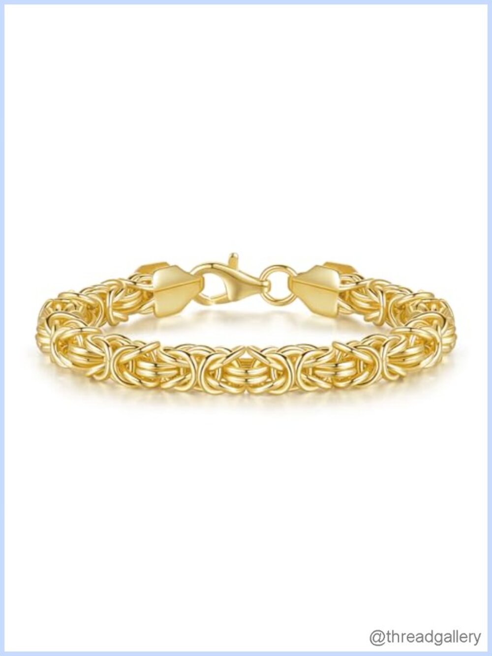 14K Gold Plated Byzantine Link Chain Bracelet Unisex Gift